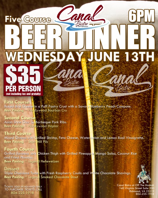 Canal Bistro Beer Dinner 6.13.12