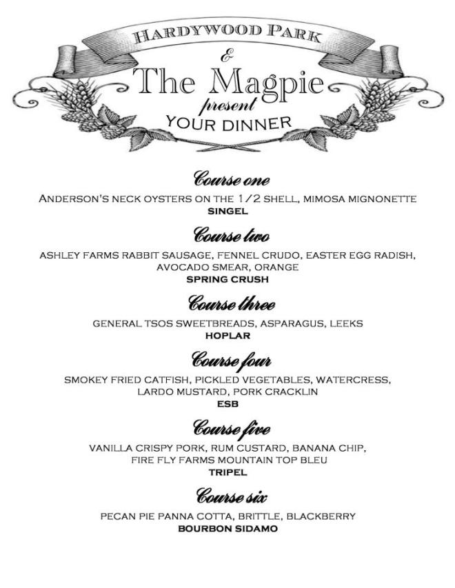 Magpie Hardywood Beer Dinner 040913