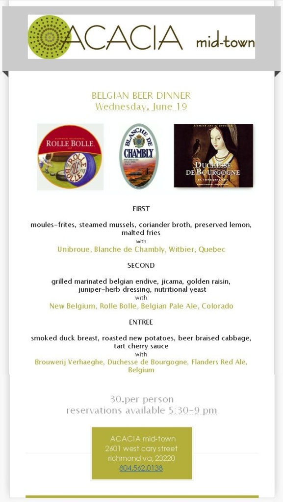 Acacia Belgian Beer Dinner 061913