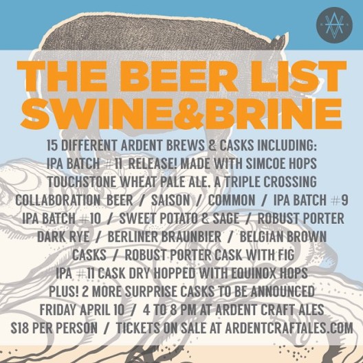Ardent Swine & Brine beers 041015