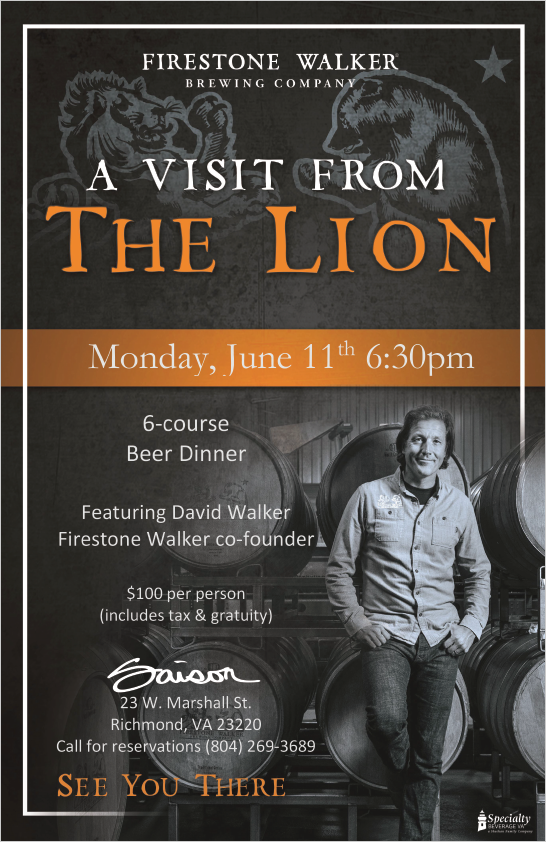 Firestone Walker Beer Dinner Saison 061118